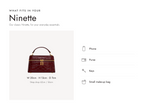 Lalage Beaumont Ninette handbag in wine croc print leather, what fits and measurements