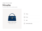 Lalage Beaumont Ninette handbag in cobalt croc print leather, what fits and measurements