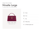 Lalage Beaumont Ninette Large handbag in magenta lizard print leather, what fits and measurements