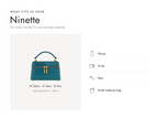 Lalage Beaumont Ninette handbag in teal lizard print leather, what fits and measurements