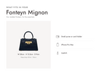 Lalage Beaumont Fonteyn Mignon handbag in navy croc print leather, what fits and measurements