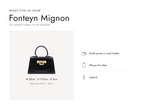 Lalage Beaumont Fonteyn Mignon handbag in black croc print leather, what fits and measurements
