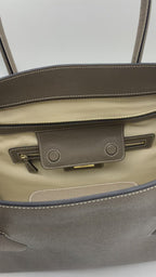 Carmen - Large Tote Handbag in Dolomite Pebble Print Calf Leather - Taupe