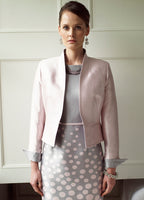 Jacket with Waist Fastening in Pale Pink Satin - Margo