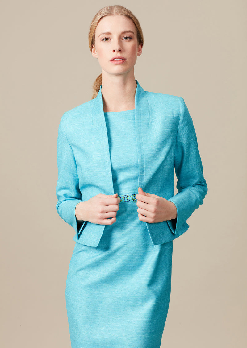 Matching raw silk dress and jacket for work or weddings