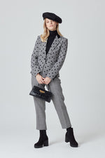 Cropped Narrow Pants in Black and White Dogtooth Check - Phoebe