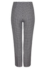 Cropped Narrow Pants in Black and White Dogtooth Check - Phoebe