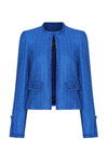 Sapphire Plain Tweed Short Jacket with Fringe Edging - Carrie