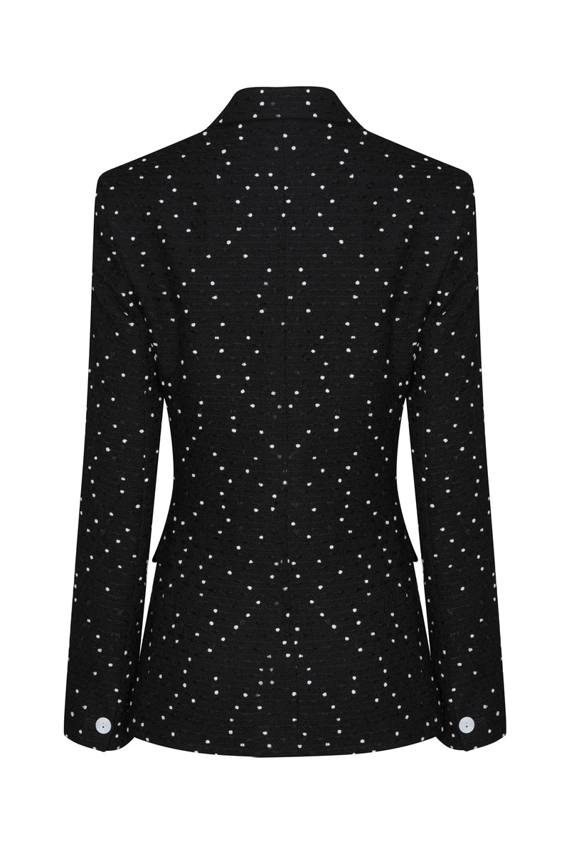 Tweed Jacket in Black Tweed with White Dots - Imogen
