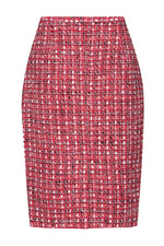 Red/Taupe/White Tweed Pencil-Line Skirt - Penny