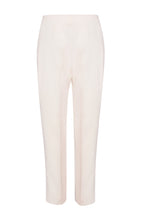 Cream Narrow Tuxedo Trousers with Silk Grosgrain Ribbon Stripe- Phoebe
