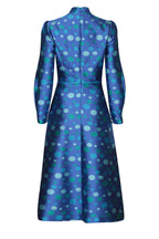 Midi-Length Formal Dress in Dot Jacquard Silk Sateen - Sophie