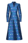 Midi-Length Formal Dress in Dot Jacquard Silk Sateen - Sophie