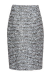 Pencil Tweed Skirt in Blue/Grey Tweed - Penny