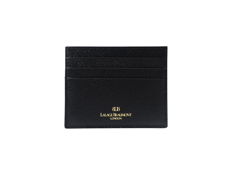 Single Card Holder Dolomite Pebble Print Calf Leather - Black
