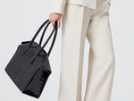Carmen - Large Tote Handbag in Orinoco 'Croc' Print Calf Leather - Black