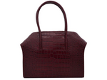Carmen - Large Tote Handbag in Orinoco 'Croc' Print Calf Leather - Wine