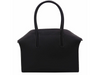Carmen - Large Tote Handbag in Dolomite Pebble Print Calf Leather - Black