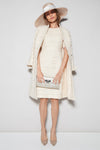 Cream Summer Tweed Dress with Elbow Length Sleeves - Angie