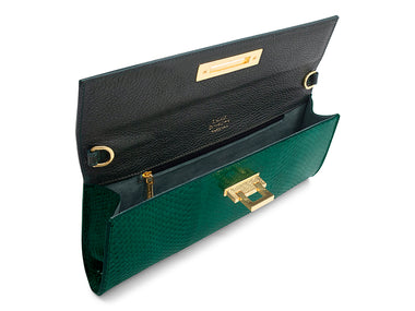 Fonteyn Clutch Snakeskin Handbag - Emerald