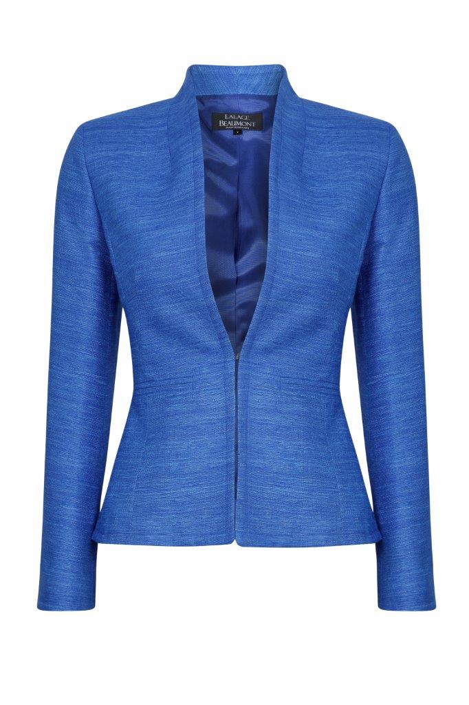 Business Jacket in Cobalt Raw Silk - Diana