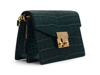 Small Coppelia 'Croc' Print Shoulder Bag Dark Green | Lalage – Lalage ...