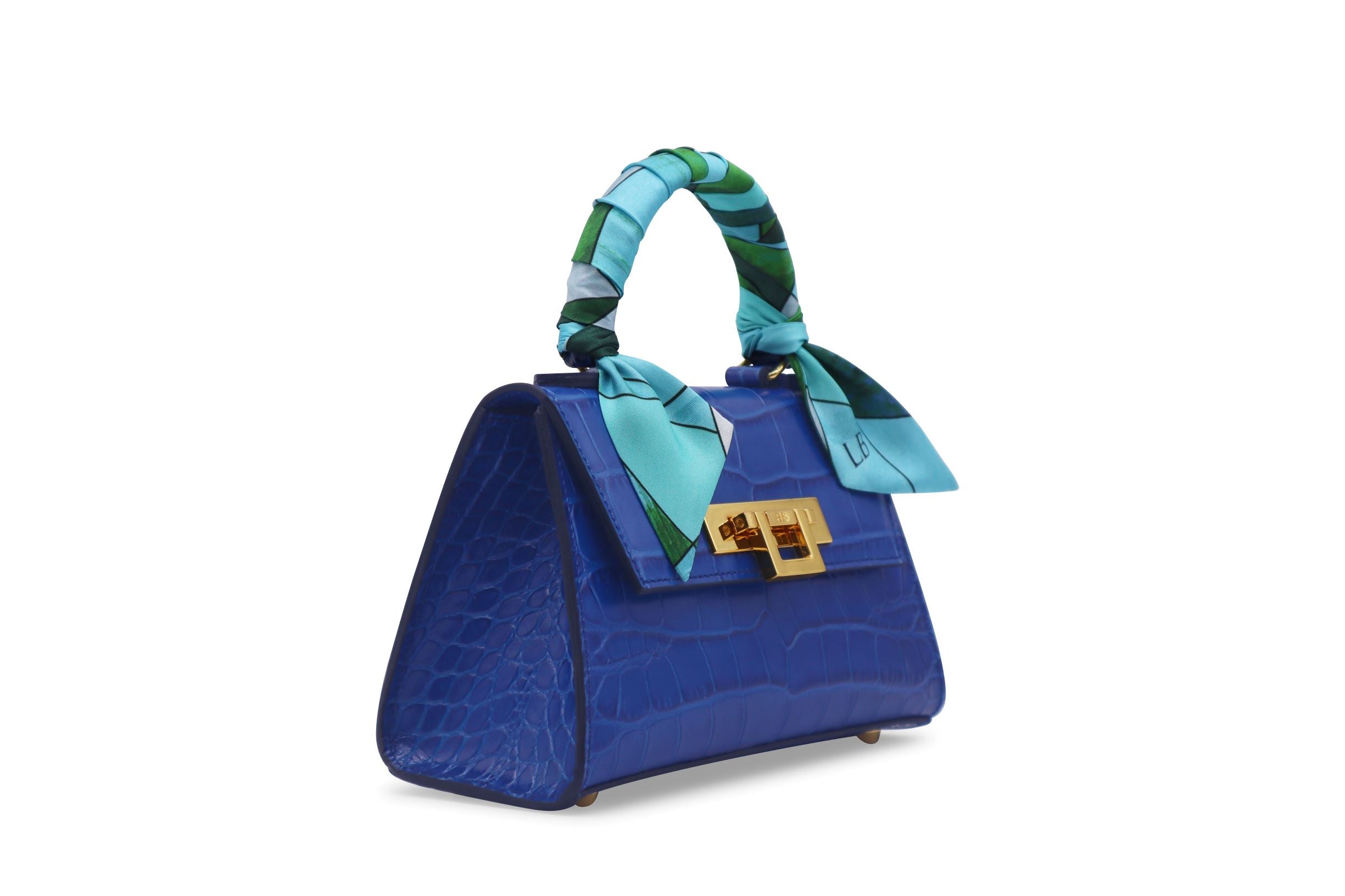 Fonteyn Mignon Orinoco &#39;Croc&#39; Print Calf Leather Handbag - Cobalt