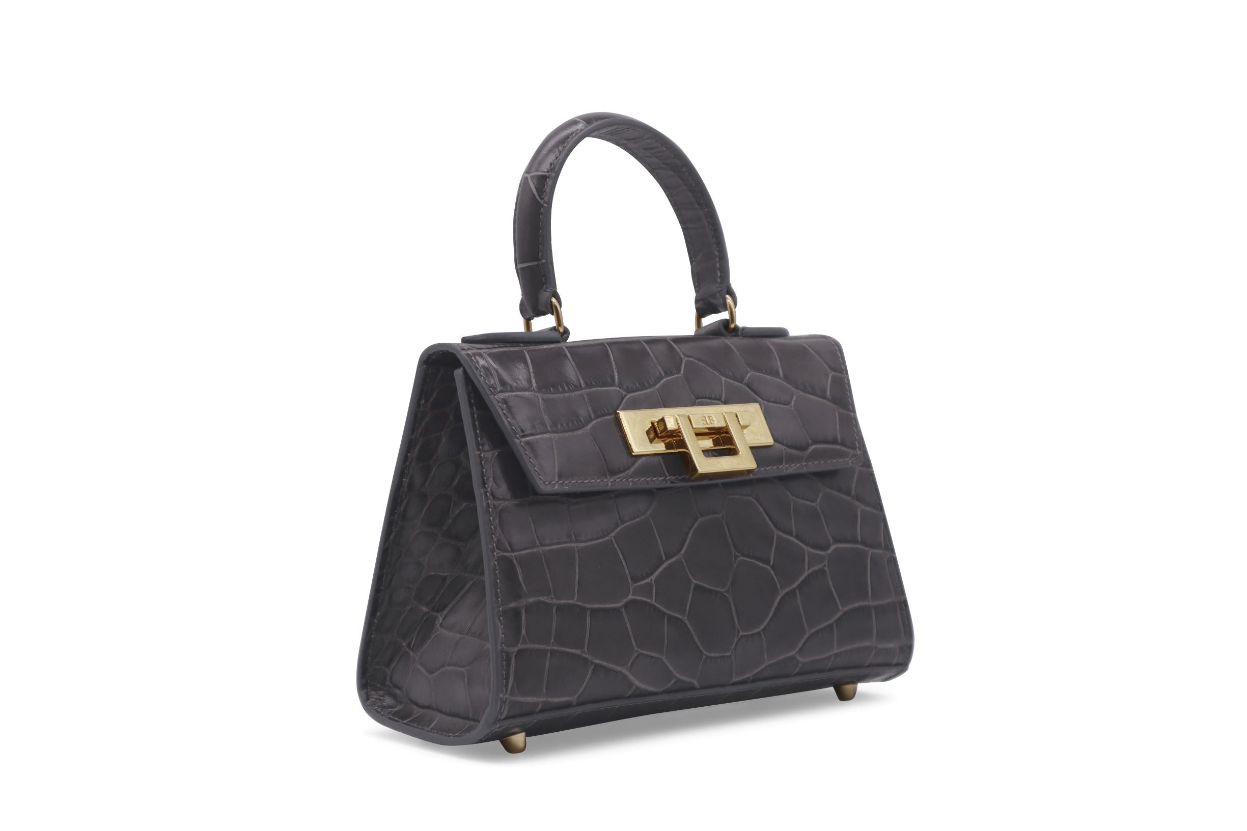 Fonteyn Mignon Orinoco &#39;Croc&#39; Print Calf Leather Handbag - Dark Grey
