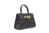 Fonteyn Mignon Orinoco 'Croc' Print Calf Leather Handbag - Dark Grey