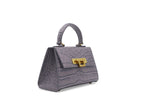 Fonteyn Mignon Orinoco 'Croc' Print Calf Leather Handbag - Light Grey