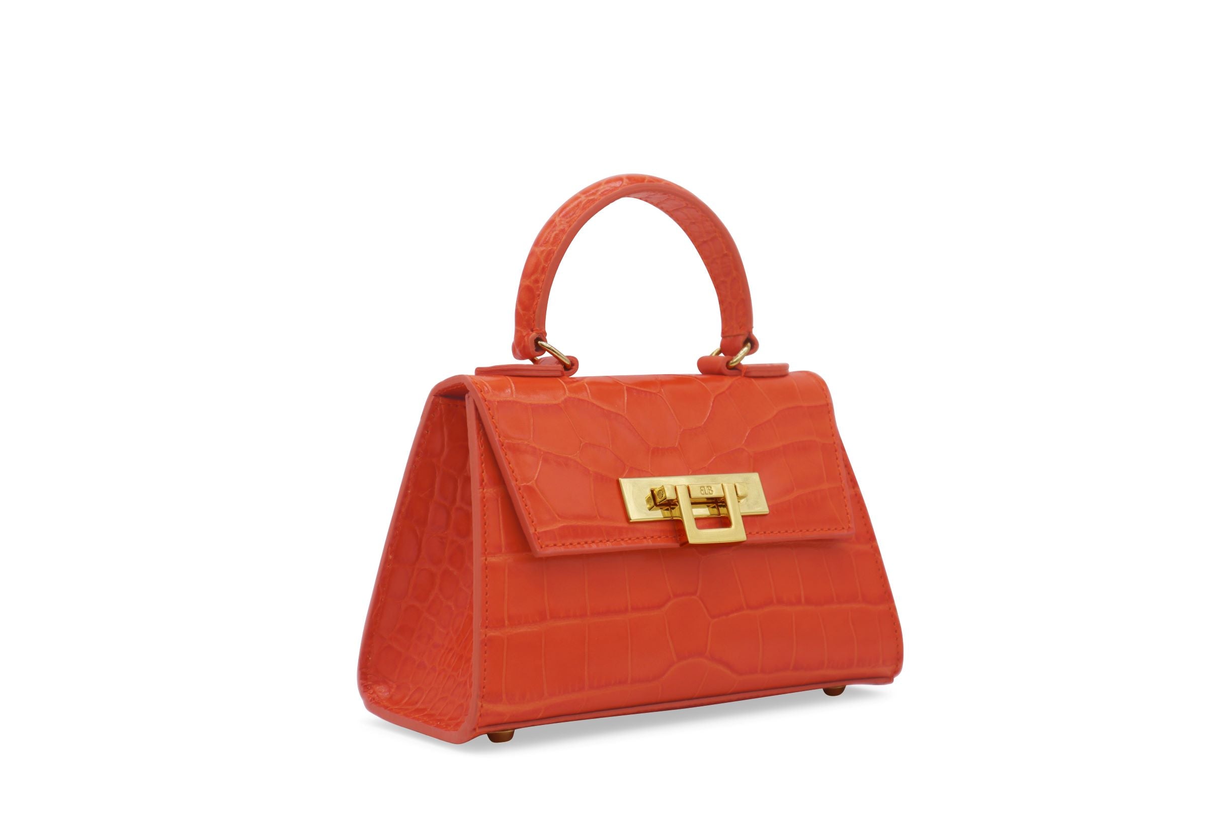 Fonteyn Mignon Orinoco &#39;Croc&#39; Print Calf Leather Handbag - Orange
