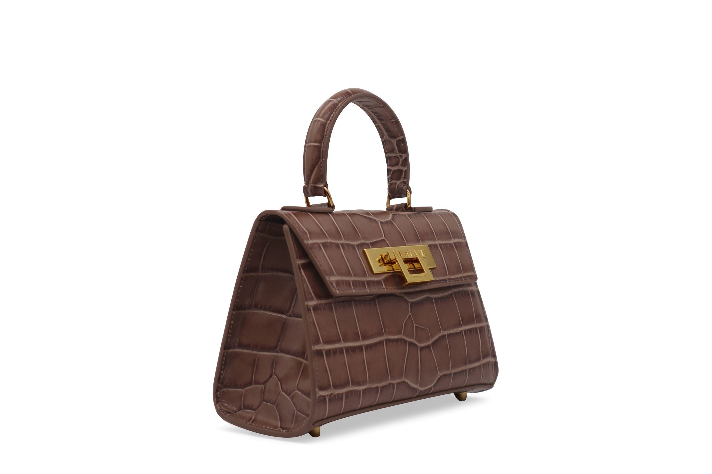 Fonteyn Mignon Orinoco &#39;Croc&#39; Print Calf Leather Handbag - Taupe