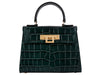 Fonteyn Midi Orinoco 'Croc' Print Calf Leather Handbag - Dark Green