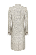 Dress Coat in Beige Embroidered Raw Silk and Frogging Fastening - Vicky