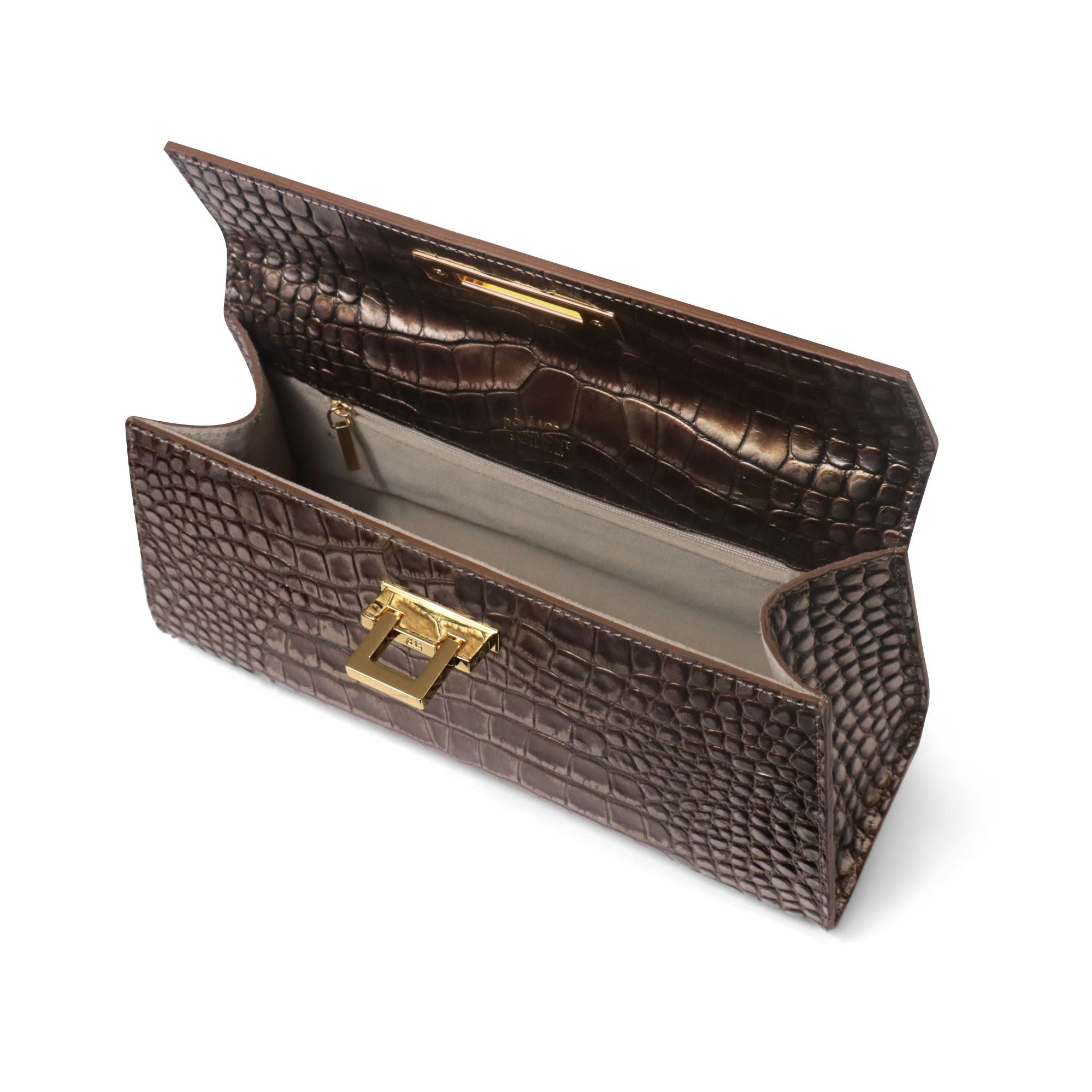 Fonteyn East West Orinoco &#39;Croc&#39; Print Calf Leather Handbag - Bronze