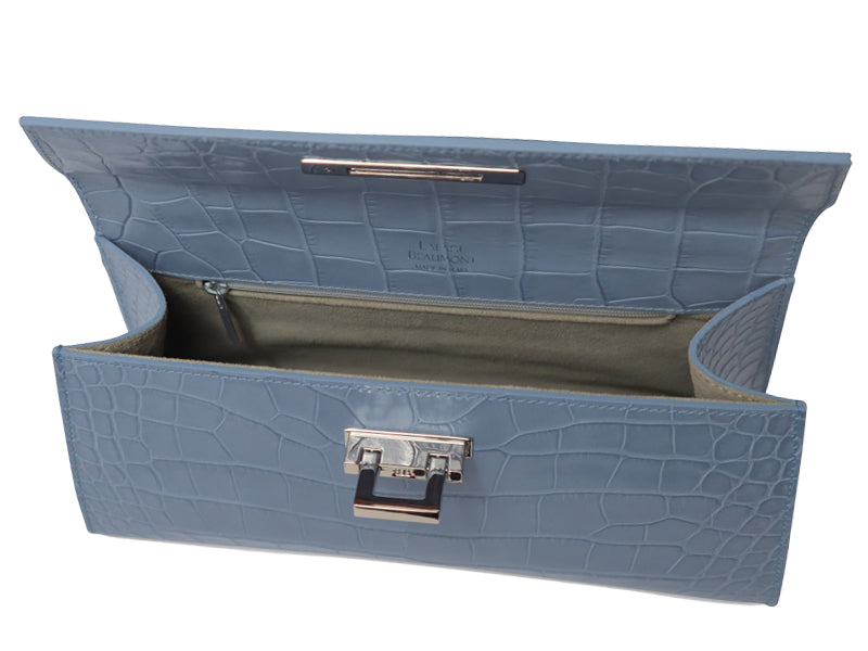 Fonteyn East West Orinoco &#39;Croc&#39; Print Calf Leather Handbag - Bluebell/Silver