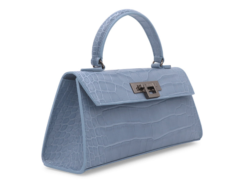 Fonteyn East West Orinoco &#39;Croc&#39; Print Calf Leather Handbag - Bluebell/Silver