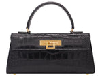 Fonteyn East West Orinoco 'Croc' Print Calf Leather Handbag - Black