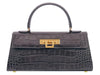 Fonteyn East West Orinoco 'Croc' Print Calf Leather Handbag - Dark Grey