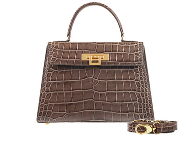 Fonteyn Large Orinoco 'Croc' Print Calf Leather Handbag - Taupe
