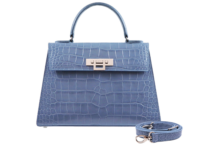 Fonteyn Large Orinoco &#39;Croc&#39; Print Calf Leather Handbag - Bluebell