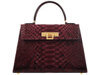 Fonteyn Large Pythonskin Handbag - Wine