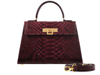 Fonteyn Large Pythonskin Handbag - Wine