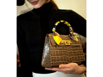 Fonteyn Midi Orinoco 'Croc' Print Calf Leather Handbag - Taupe