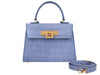 Fonteyn Midi Orinoco 'Croc' Print Calf Leather Handbag - Bluebell