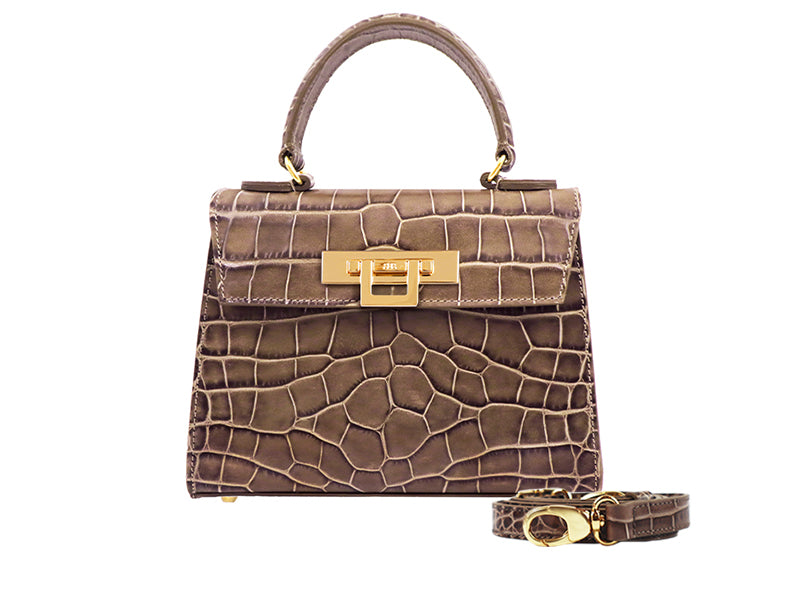 Fonteyn Midi Orinoco &#39;Croc&#39; Print Calf Leather Handbag - Taupe
