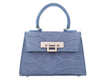 Fonteyn Mignon Orinoco 'Croc' Print Calf Leather Handbag - Bluebell/Silver