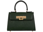 Fonteyn Mignon Dolomite Pebble Print Calf Leather Handbag - Dark Green
