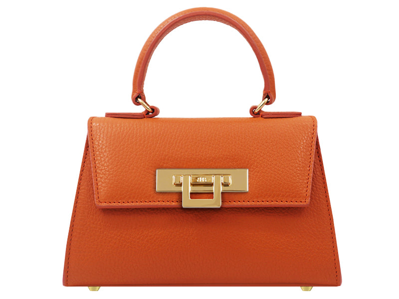 Fonteyn Mignon Caribou Soft Grainy Print Calf Leather Handbag - Orange