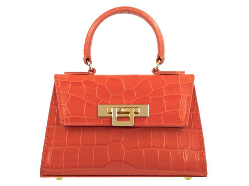 Fonteyn Mignon Orinoco &#39;Croc&#39; Print Calf Leather Handbag - Orange